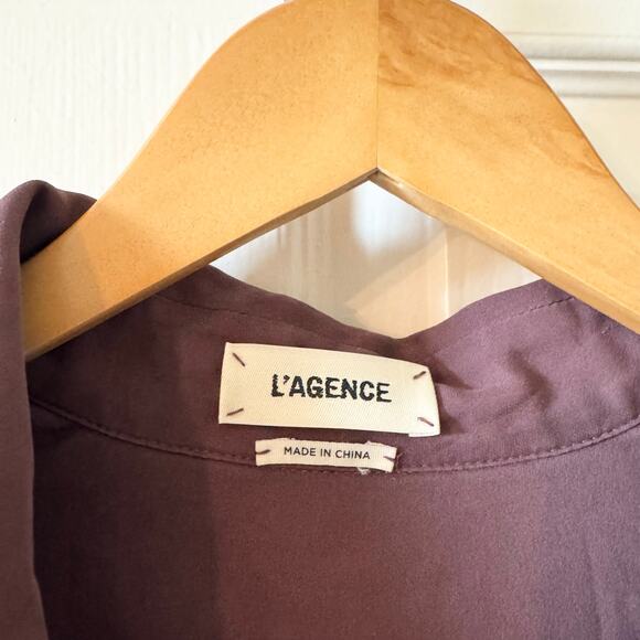 L'Agence Rita Drape Silk Blouse in Mulberry Purple - Picture 4 of 7